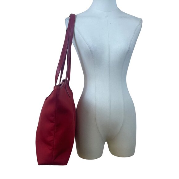 Coach Women’s Red Nylon With Leather Handles Zipper Closure Tote Bag - Picture 8 of 14